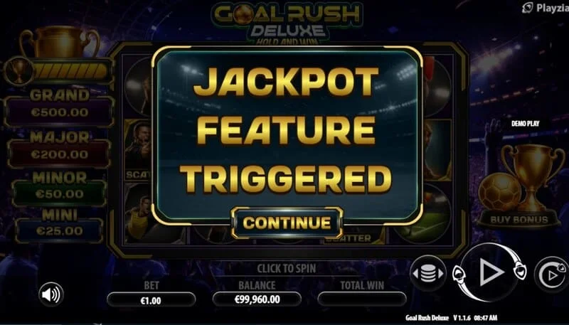 Goal Rush Deluxe - zagon Jackpot Hold and Win z bonus žogami