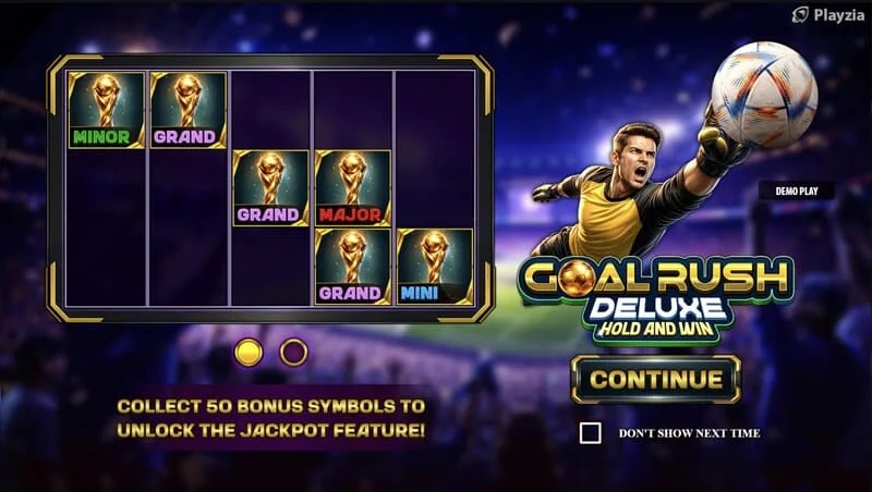 Goal Rush Deluxe - glavni meni z valji in tribunami stadiona