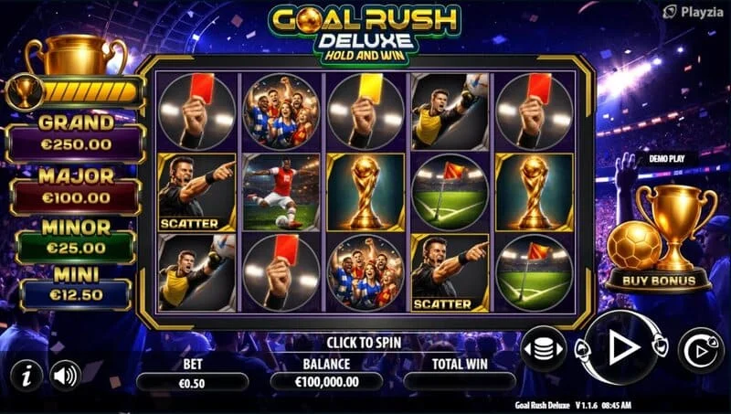 Goal Rush Deluxe - igralni zaslon med Free Spini