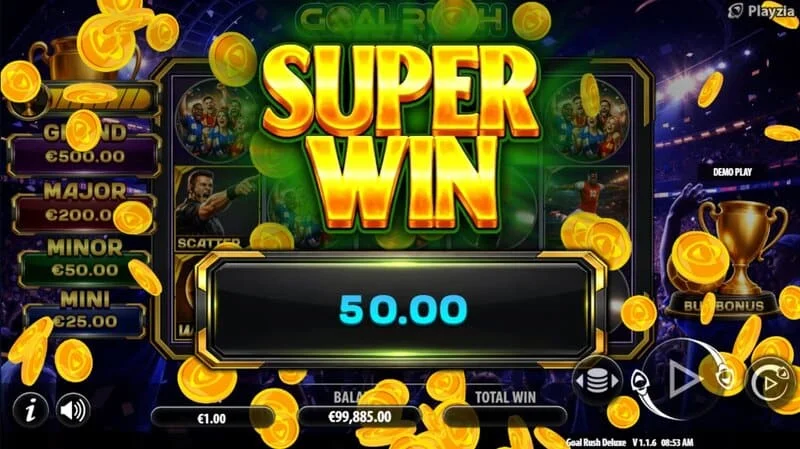 Goal Rush Deluxe - končni super dobitek z Grand Jackpotom
